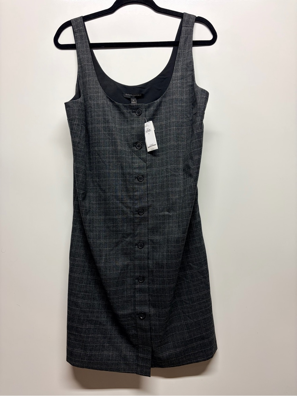 Banana Republic Factory Black & Gray Plaid Button-Front Mini Dress